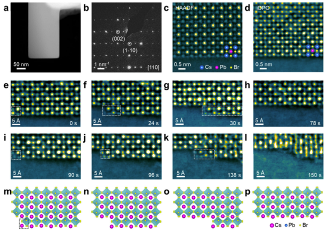 CsPbBr3表面逐層降解路徑的原子級直接觀察